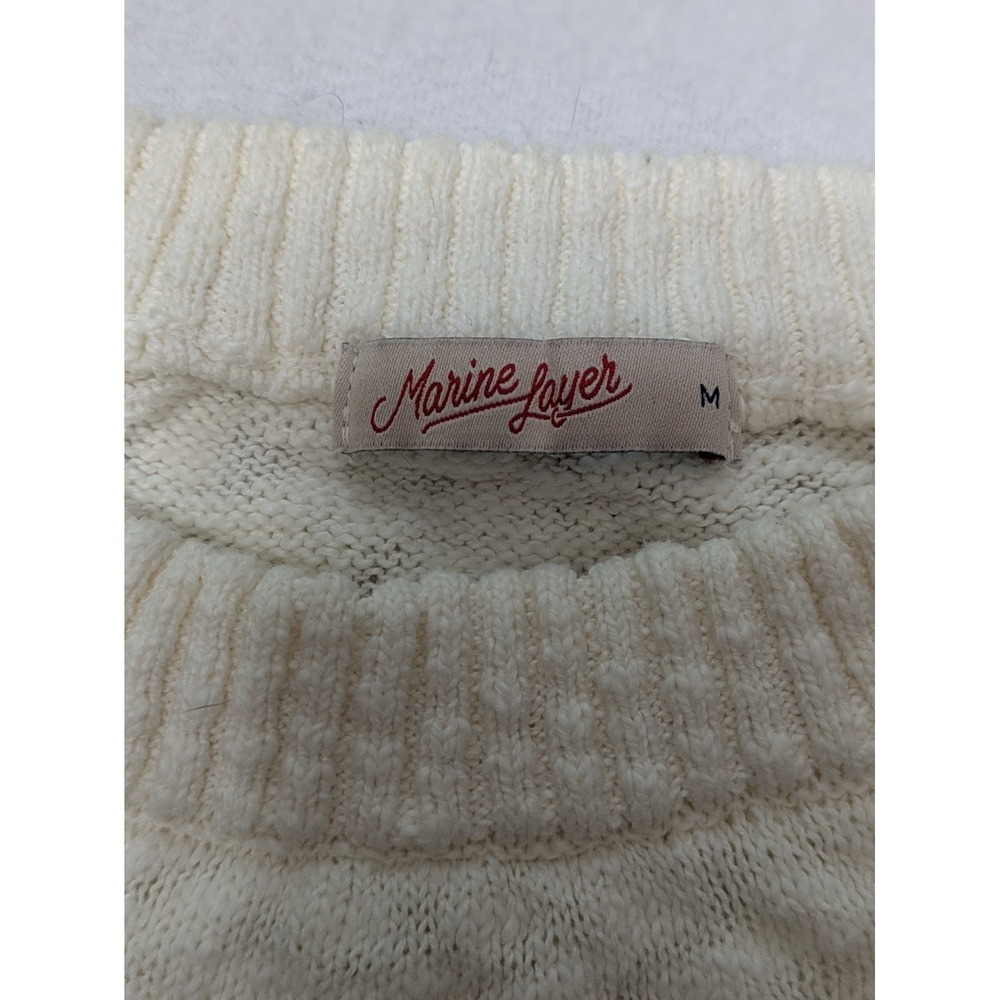 Marine Layer Sweater Cream sz M White Seabreeze Textured Knit Crewneck Pullover - Picture 3 of 10